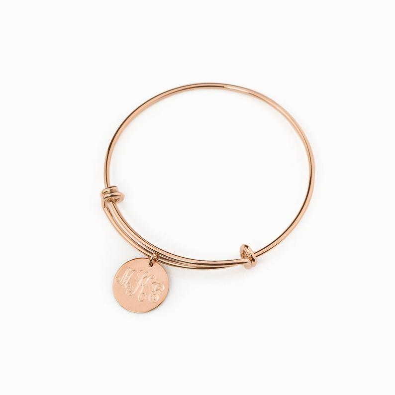 Personalized Monogram Bangle bracelet - Disk bangle
