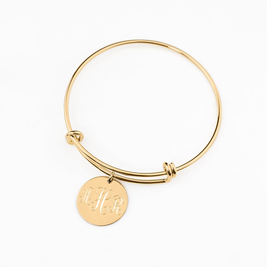 Personalized Monogram Bangle bracelet - Disk bangle