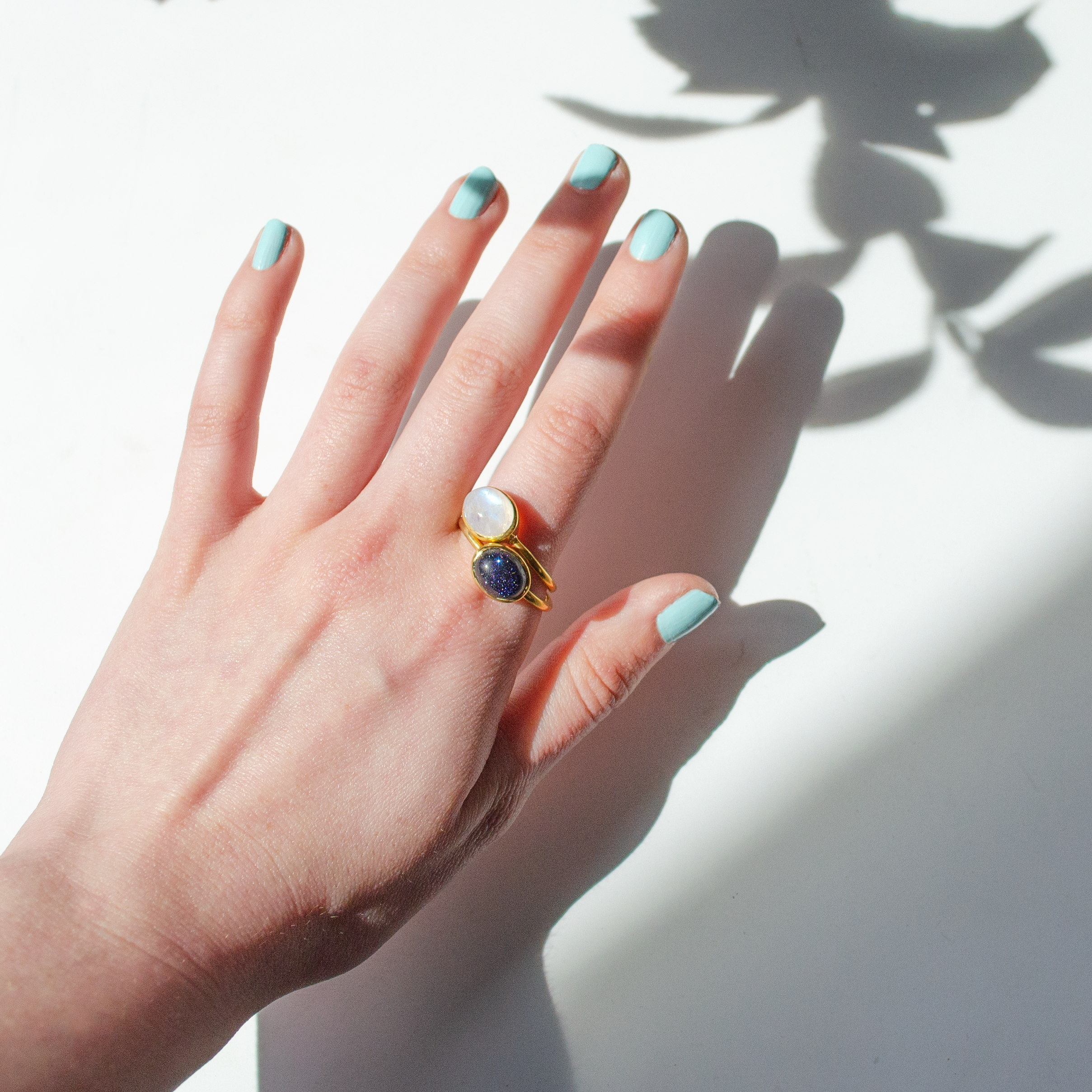 Oval Blue Goldstone Cabochon Ring