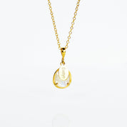 June Birthstone & Name Necklace : Rainbow Moonstone