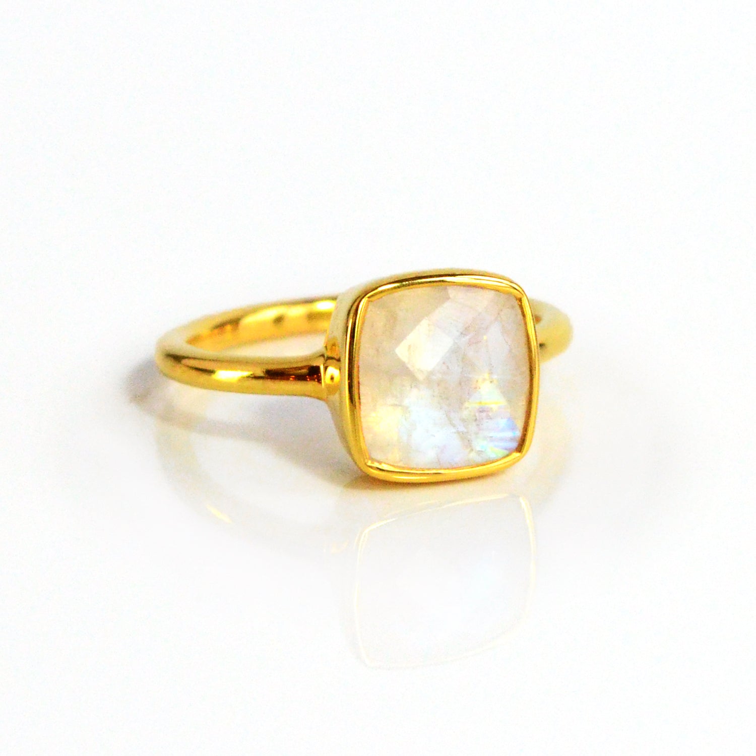 Bezel set deals moonstone ring