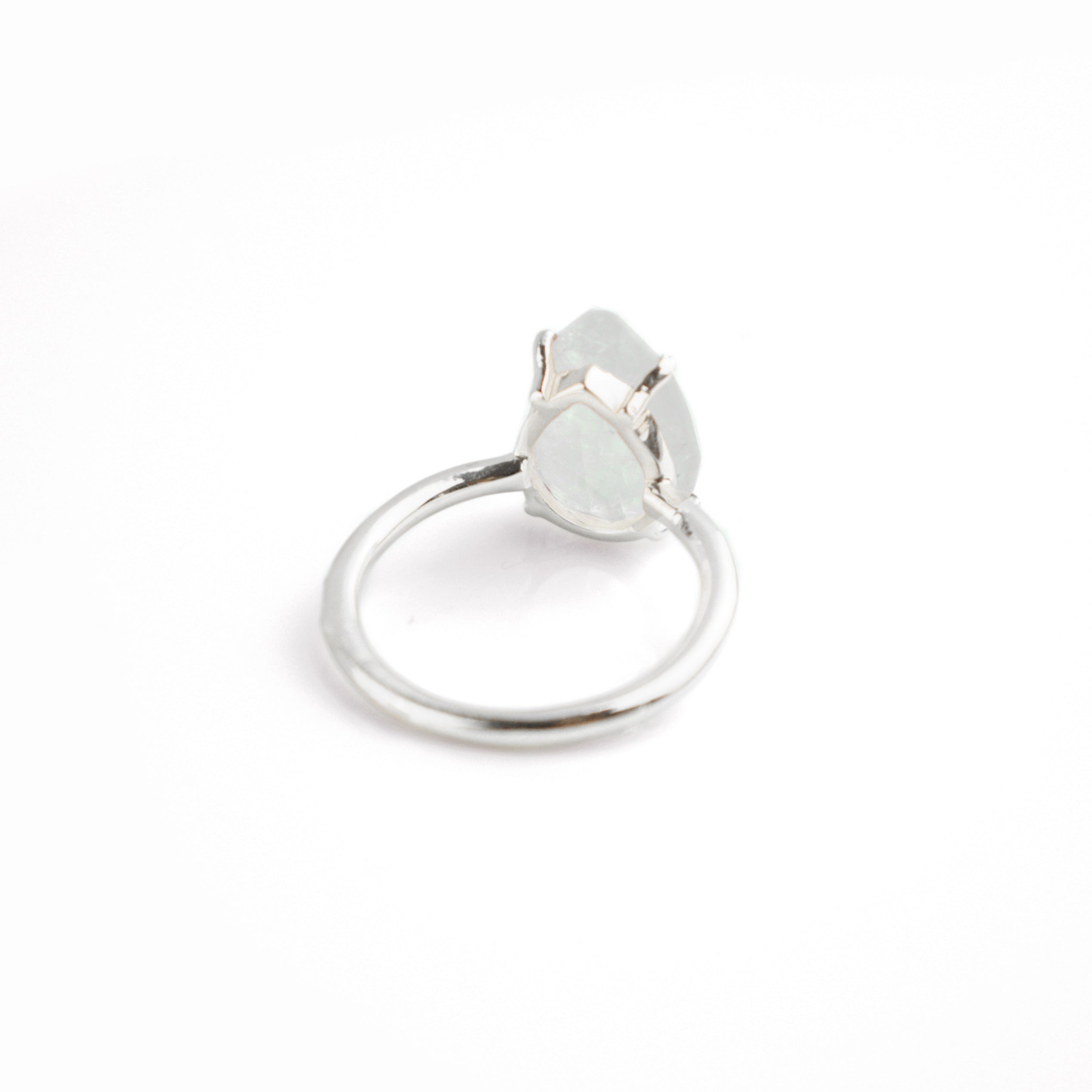 Rainbow Moonstone Teardrop Prong Set Ring • June Birthstone