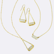 Moonstone Adira Bar Triangle Frame Earrings, Sterling Silver or Gold, Modern Boho Chic Frame Dangle Earrings for Women, June Birthstone Jewelry