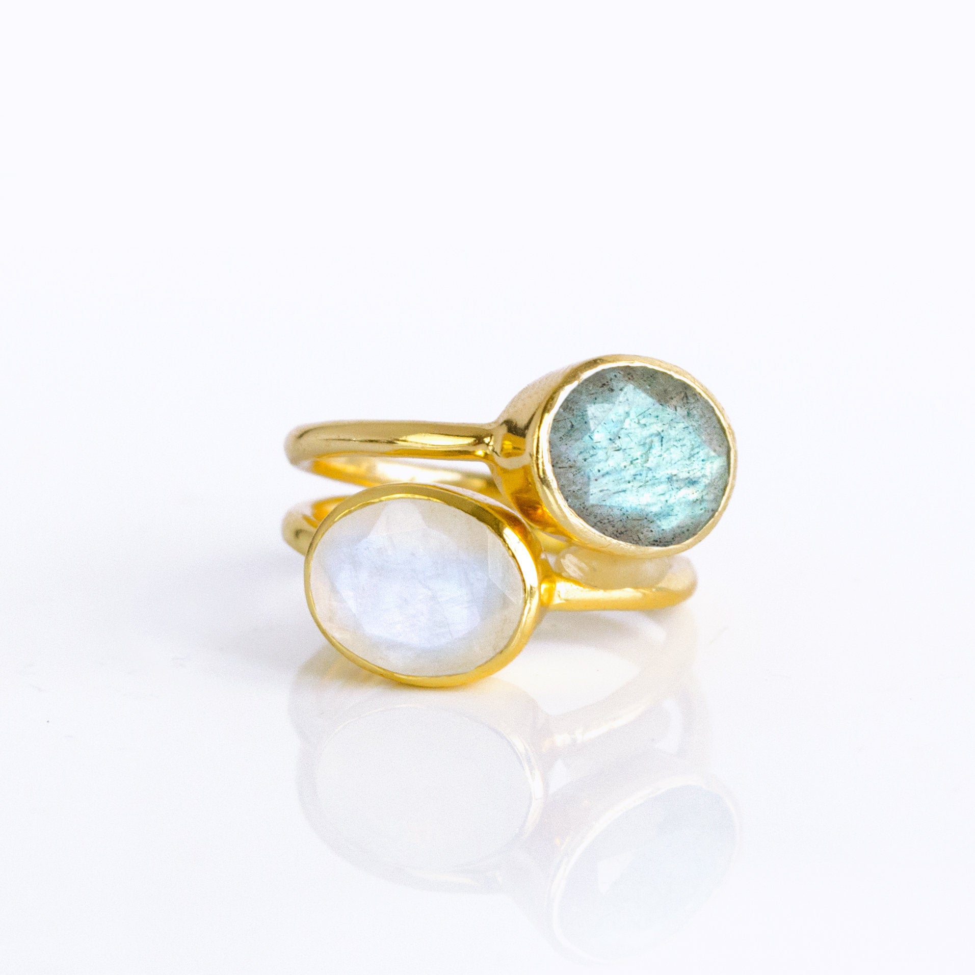 Oval Rainbow Moonstone Ring : June Birthstone