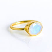 Oval Rainbow Moonstone Ring : June Birthstone