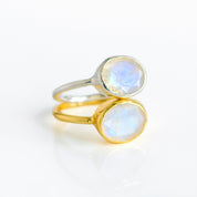 Oval Rainbow Moonstone Ring : June Birthstone