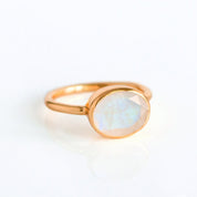 Oval Rainbow Moonstone Ring : June Birthstone
