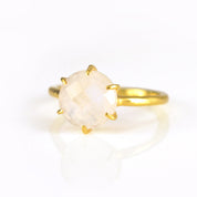 Rainbow Moonstone Round Prong Ring : June Birthstone