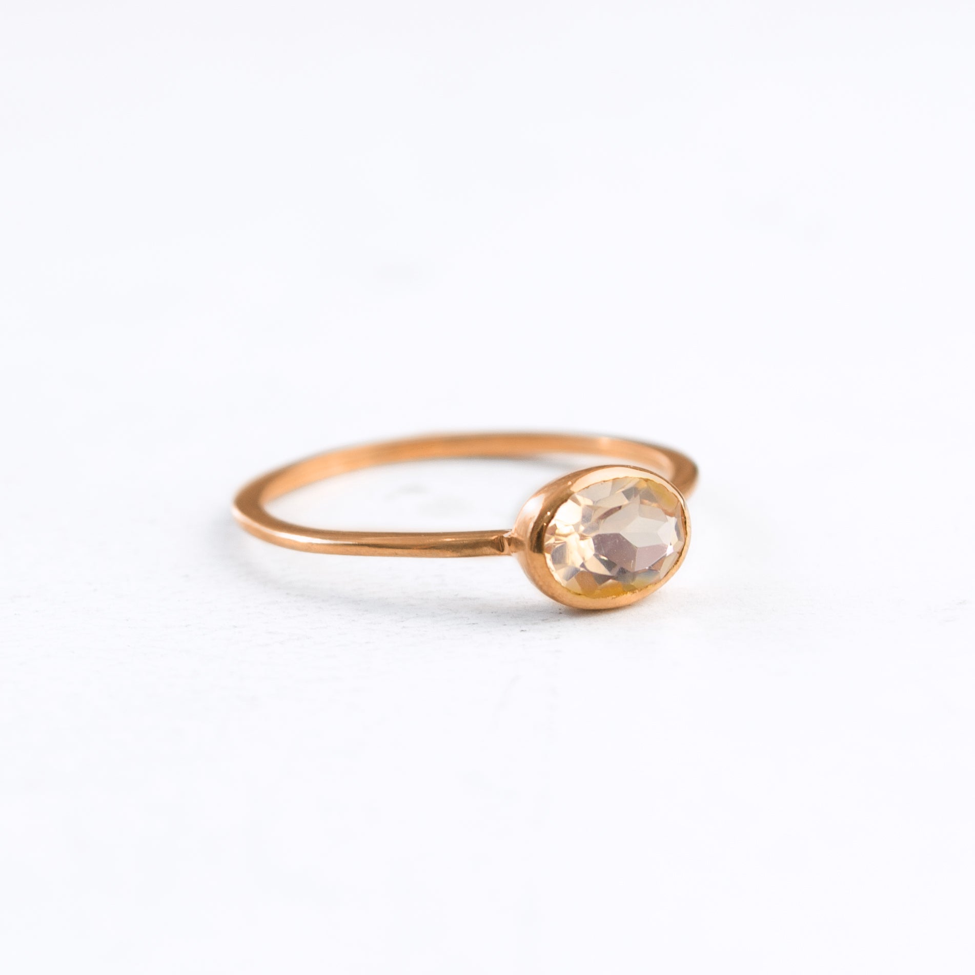 rose gold morganite ring shown on white background. stackable! Stacking rings, bezel set, small oval, tiny oval, dainty oval, birthstone rings, sterling silver stamp, birthstone ring, birthstone jewelry