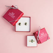 Moss Agate Teardrop Shape Prong Set Stud Earrings