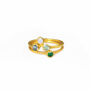 Tiny Cluster Ring, Triple Birthstone Mother's Ring, Mother of Three