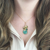 Mother's Round Gemstone Family Necklace, Necklace with Mom and Kids' Birthstones with Stamped Initial Charms