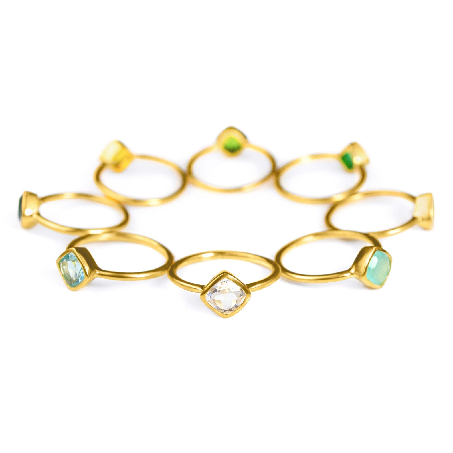 Diamond Shape Peridot Stacking Ring | August Birthstone, Custom diamond birthstone ring for mom, Sterling Silver, 18k Gold Vermeil Gemstone Ring