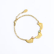 Footprint Charm Bracelet with Kid's Names and Birthstones