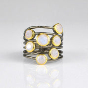 Moonstone multi stone ring - mixed metal
