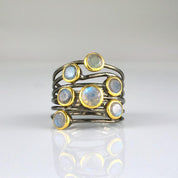 Labradorite multi stone ring - mixed metal