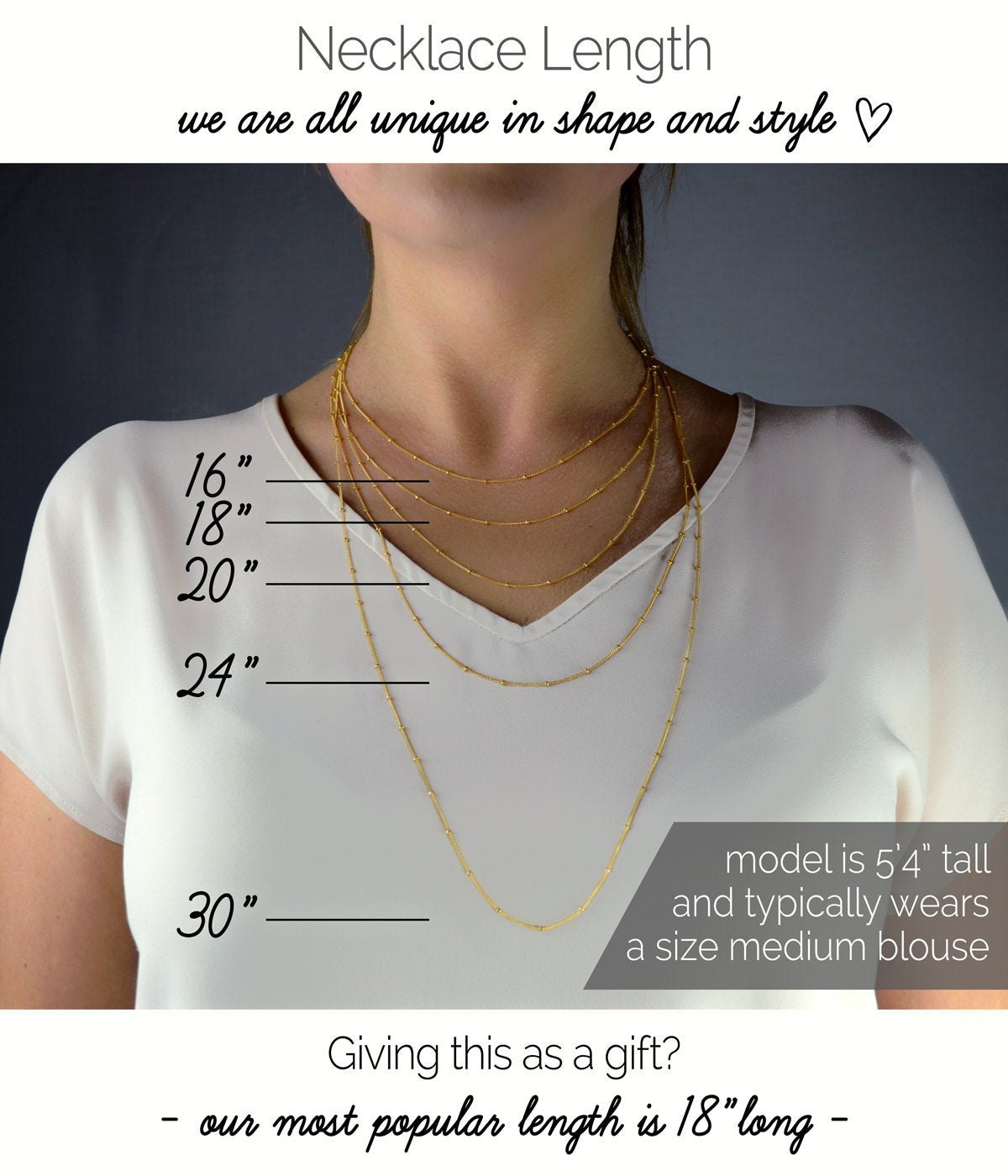 Children's Necklace Size Chart & Information | In Season Jewelry
