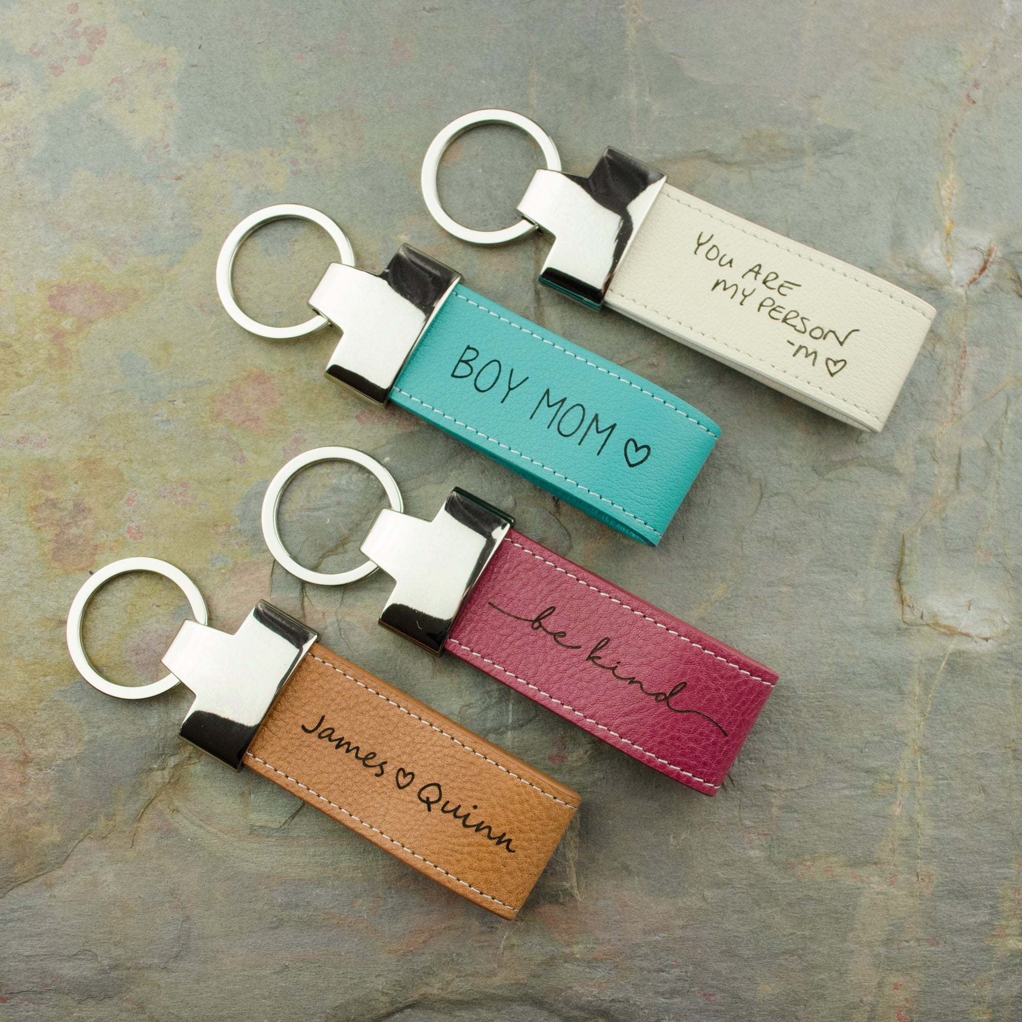 Danique Jewelry Personalized Large Leather Keychain Loops | Custom Engraved Keychain