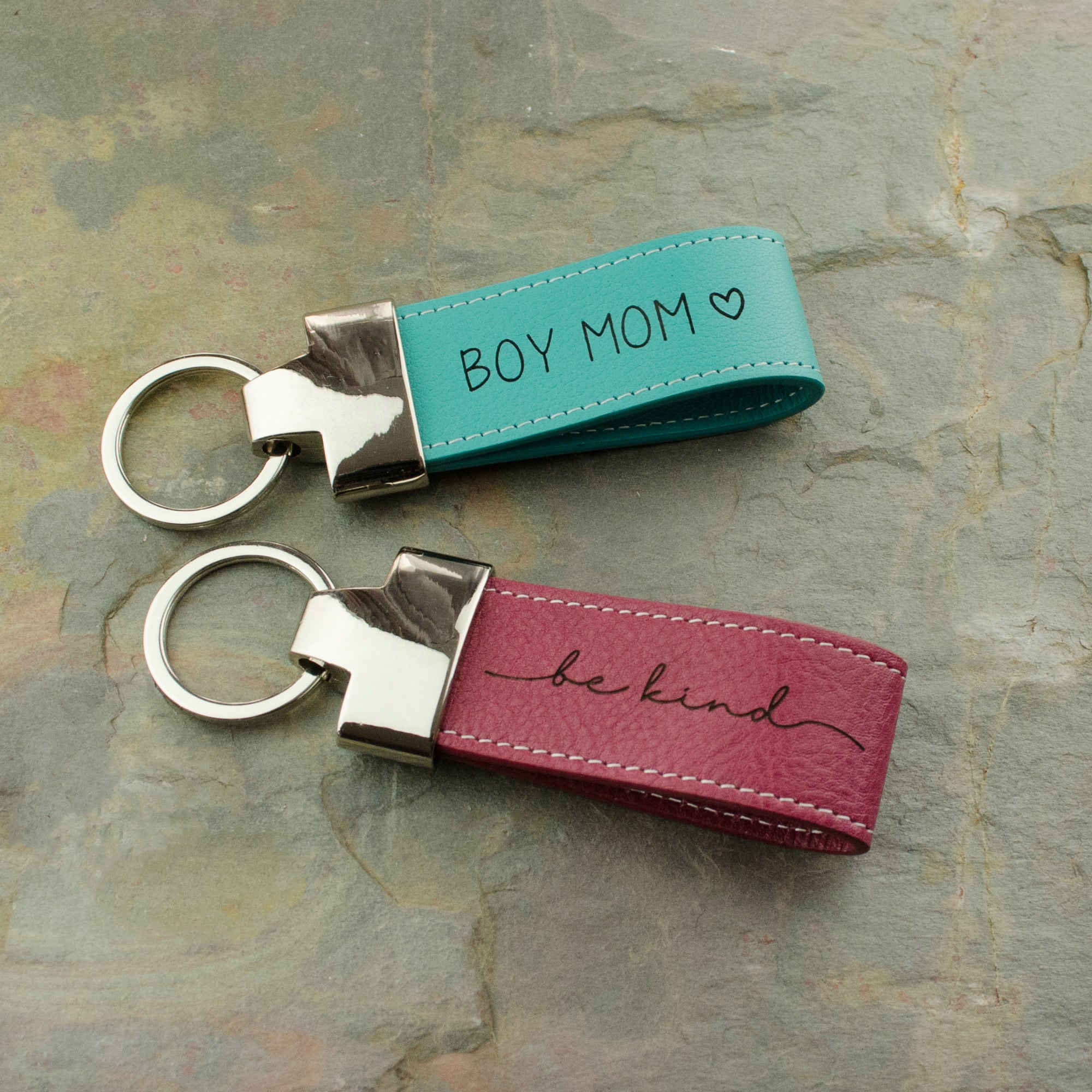 Personalized Large Leather Keychain Loops  Custom Engraved Keychain -  Danique Jewelry