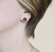 Green Chalcedony Cushion Bezel Set Stud Earrings - August Birthstone