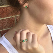 Minimalist Green Onyx Triangle Studs • May Birthstone