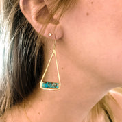Adira Series | Aqua Chalcedony Bar in Triangle Earrings, Sterling Silver or Gold Filled, Modern Boho Chic Frame Necklace for Women, March Birthstone