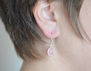 Opalite Small Teardrop Bezel Set Earrings, October Birthstone