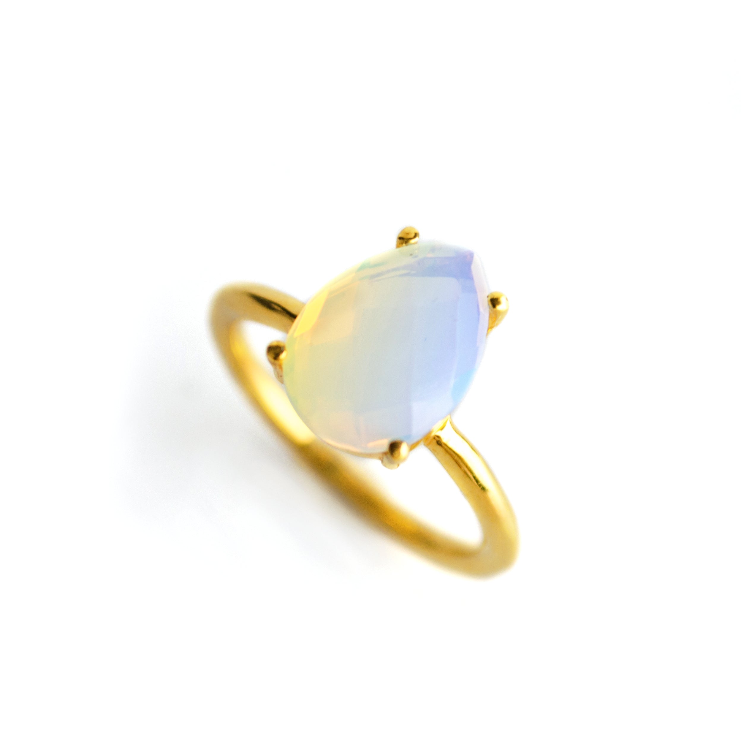 Opalite Teardrop Prong Set Ring • October Birthstone