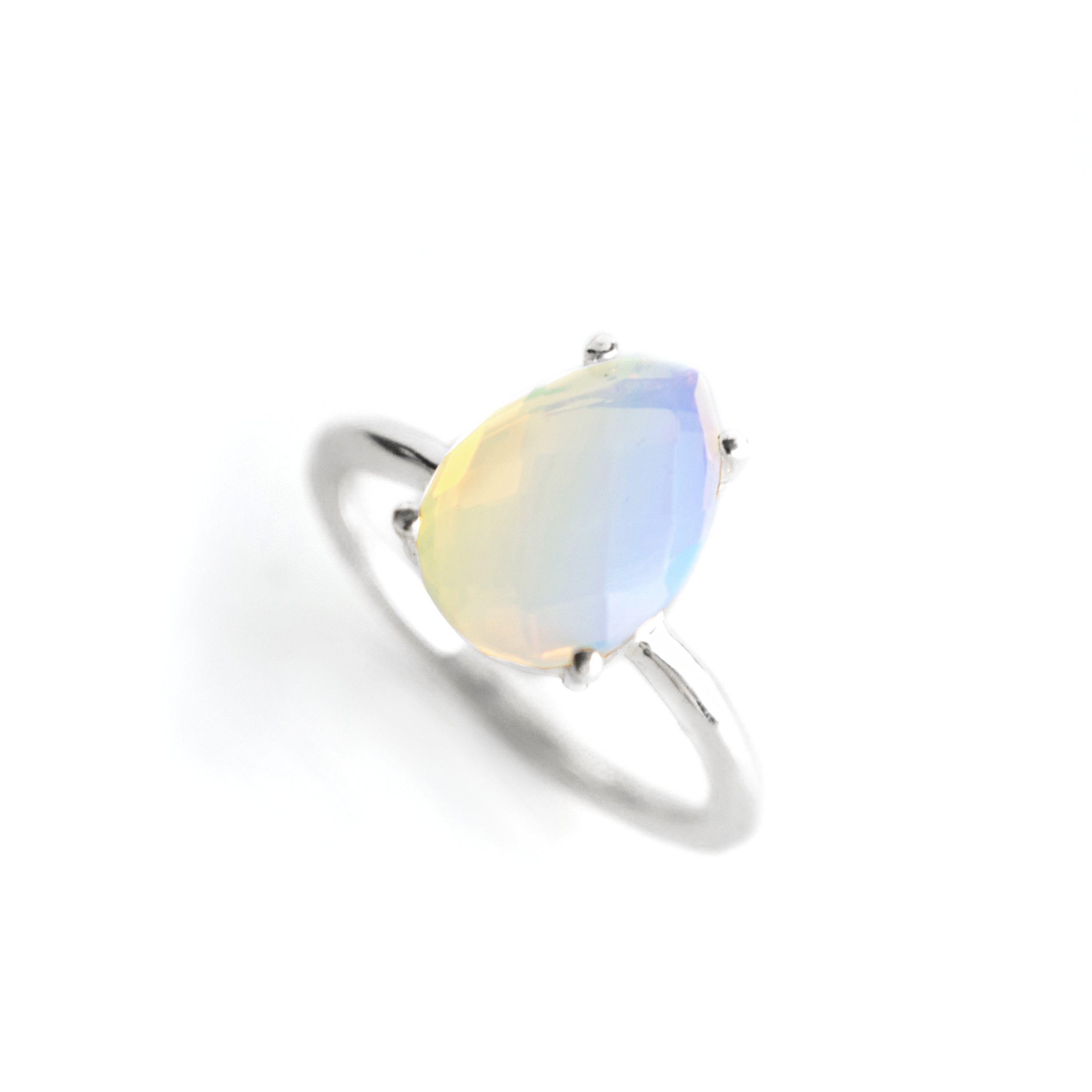 Opalite Teardrop Prong Set Ring • October Birthstone
