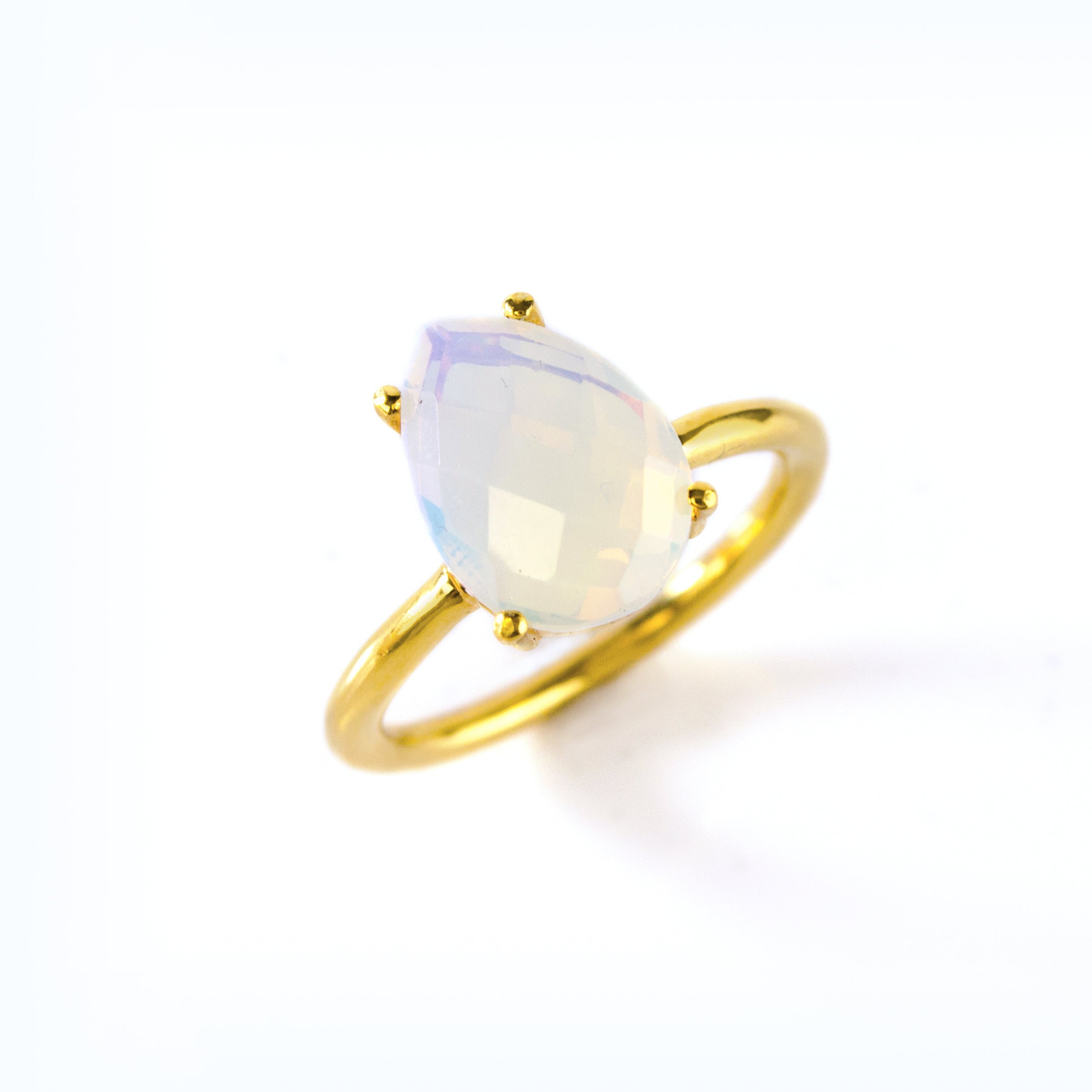 Opalite Teardrop Prong Set Ring • October Birthstone
