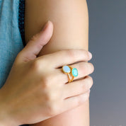 Opalite Oval Bezel  Ring : October Birthstone
