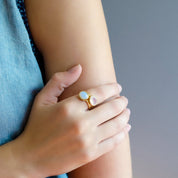 Opalite Oval Bezel  Ring : October Birthstone