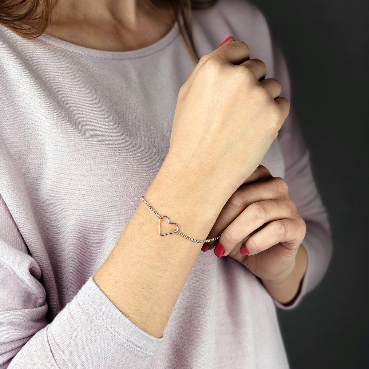 Simple Open Heart Chain Bracelet