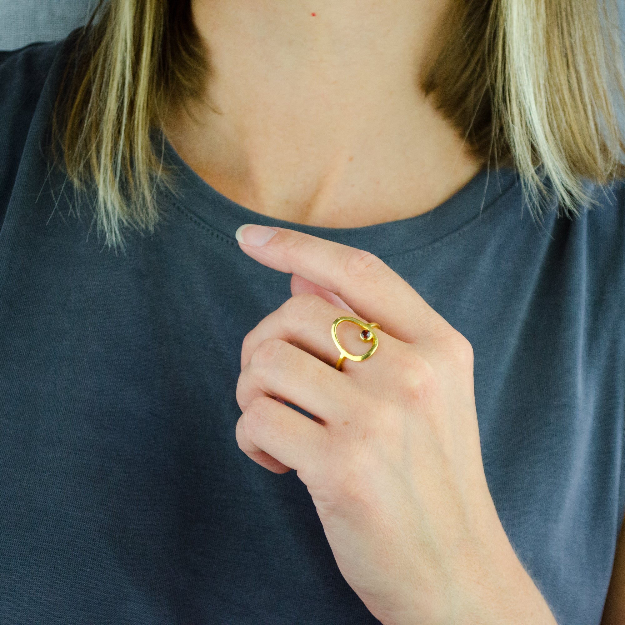 Custom Birthstone Open Oval Ring