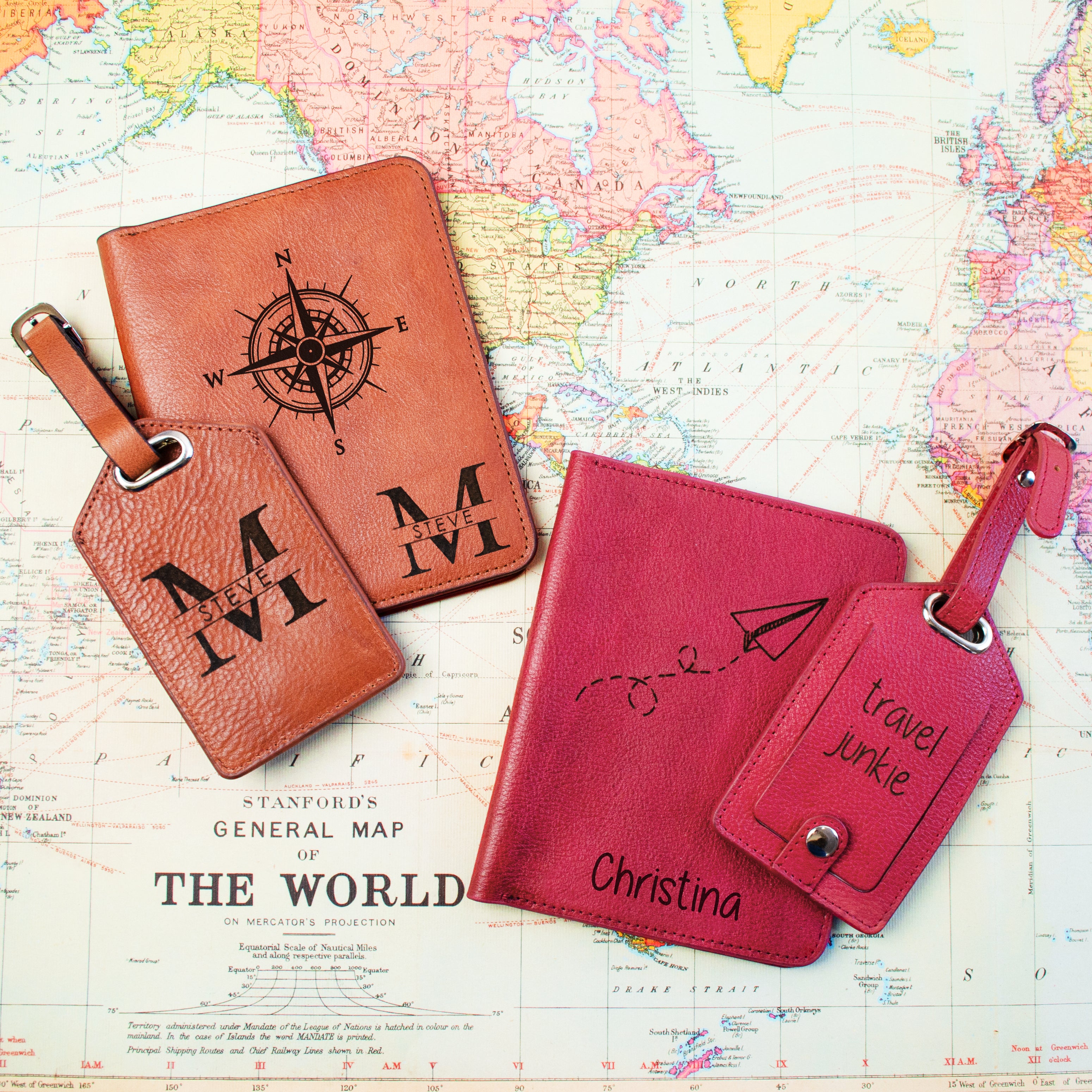 Personalised Luxury Passport holder and Luggage travel suitcase Tag Set