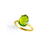 Peridot Teardrop Prong Set Ring • August Birthstone