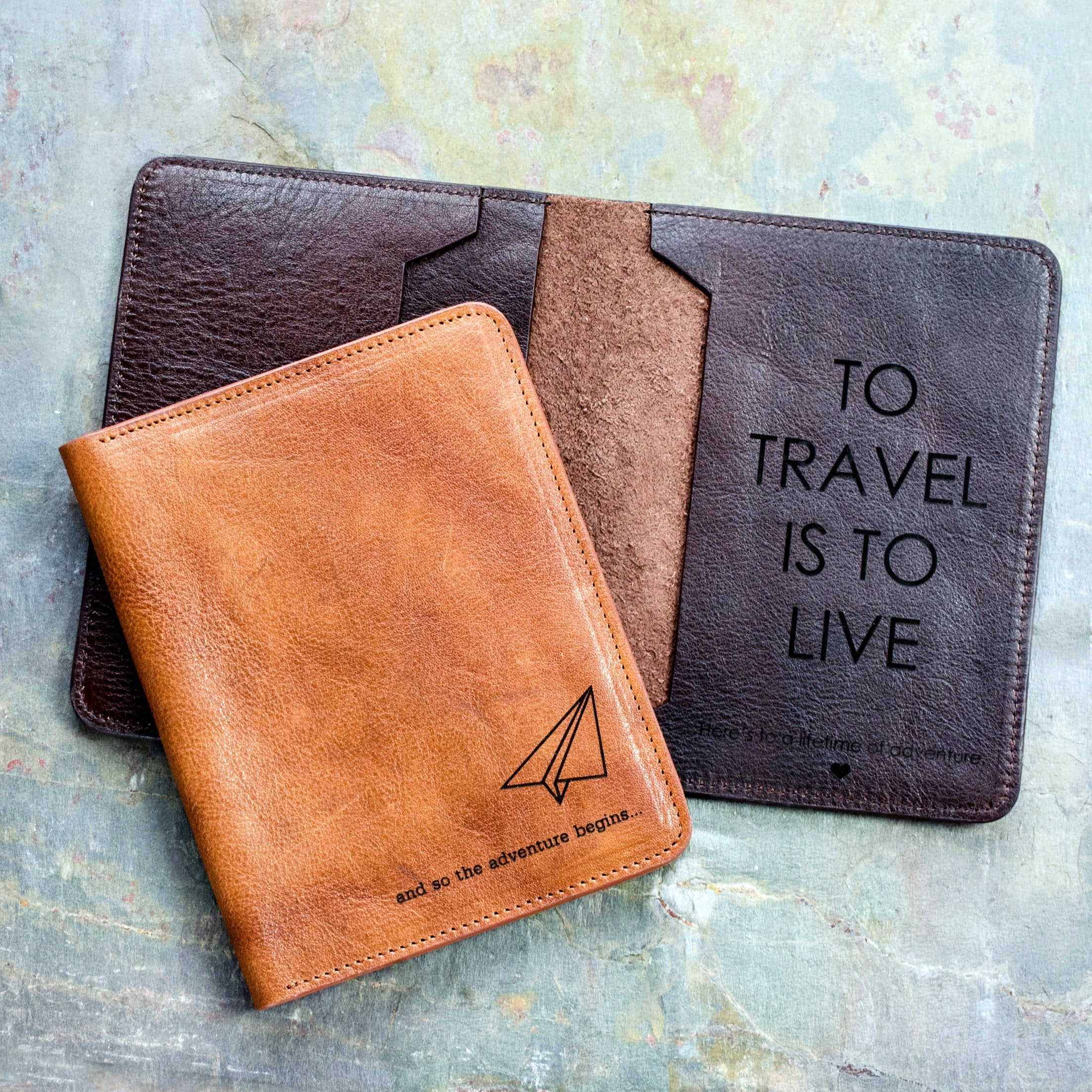 Personalized Leather Passport Cover & Luggage Tag Set