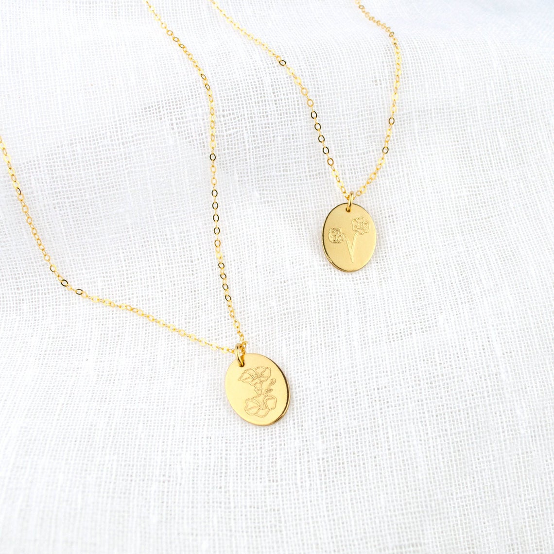 Personalized Birth Flower Necklace, 925 Sterling Silver or 14k Gold Filled, Custom Engraved Christmas Gift for Her, Unique Birthday Gift for Girls, Dainty Minimalist Layering Necklace, Trendy Gift Her