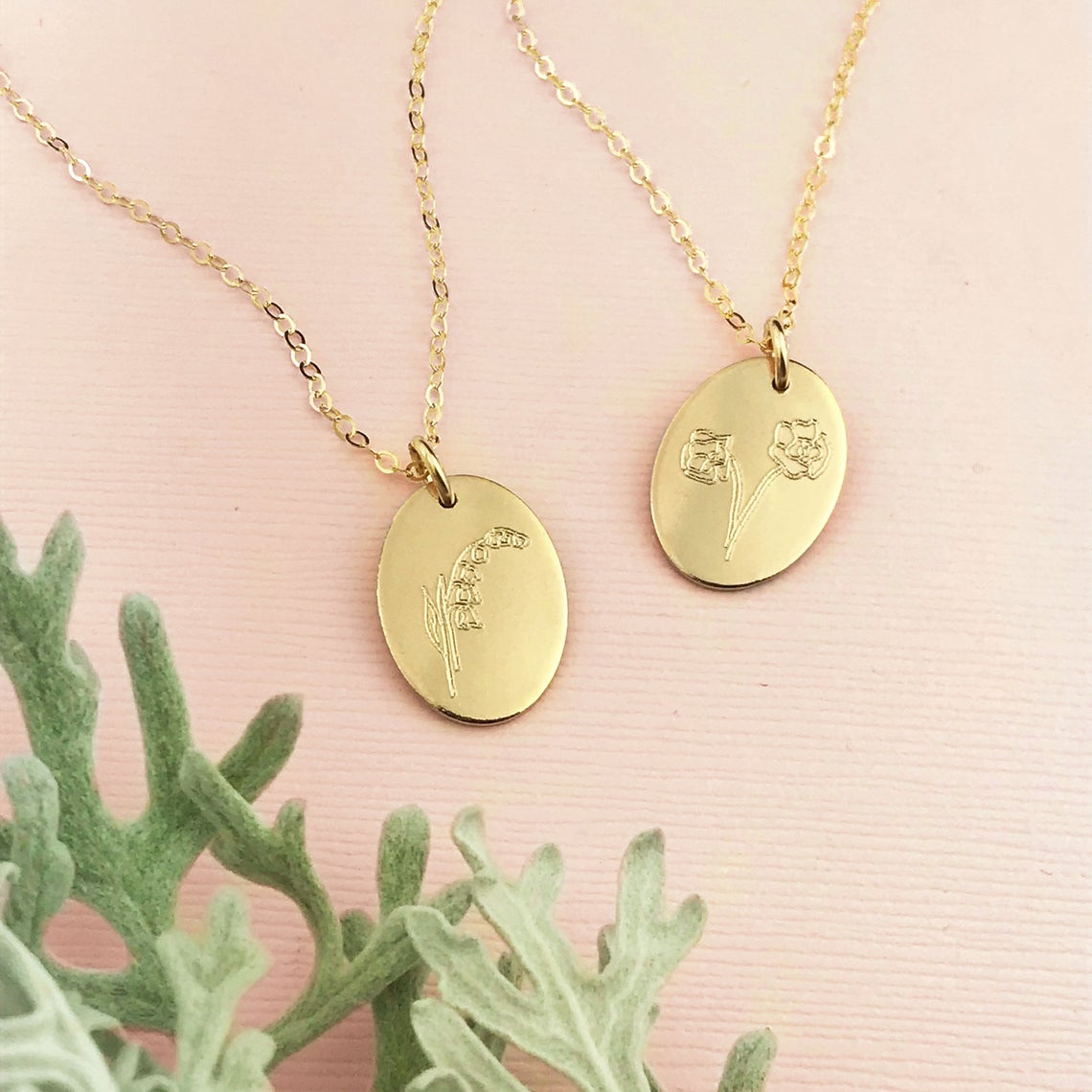 Personalized Birth Flower Necklace, 925 Sterling Silver or 14k Gold Filled, Custom Engraved Christmas Gift for Her, Unique Birthday Gift for Girls, Dainty Minimalist Layering Necklace, Trendy Gift Her