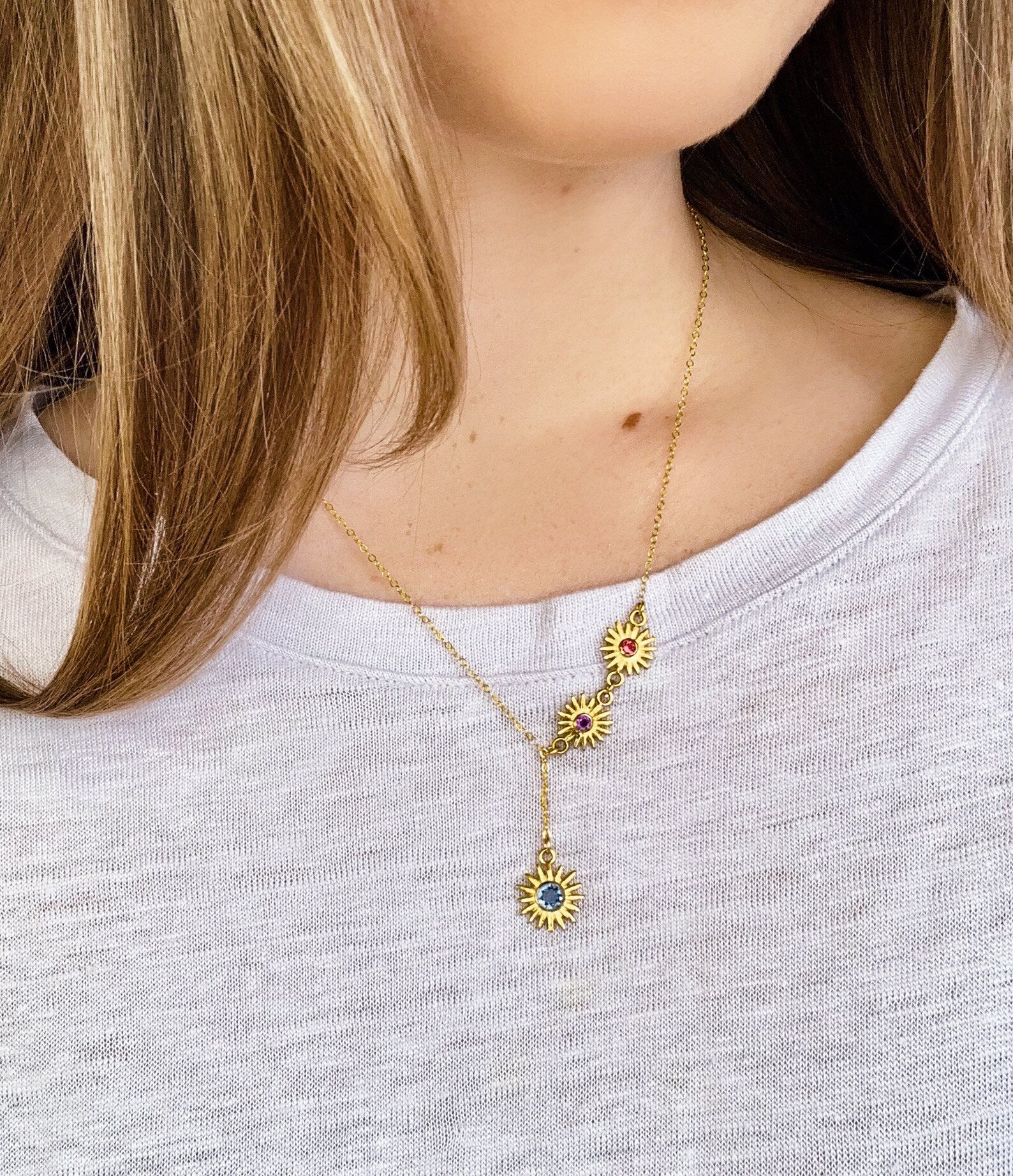 personalizedlariatnecklacegoldsunburstlariatnecklacewithbirthstones