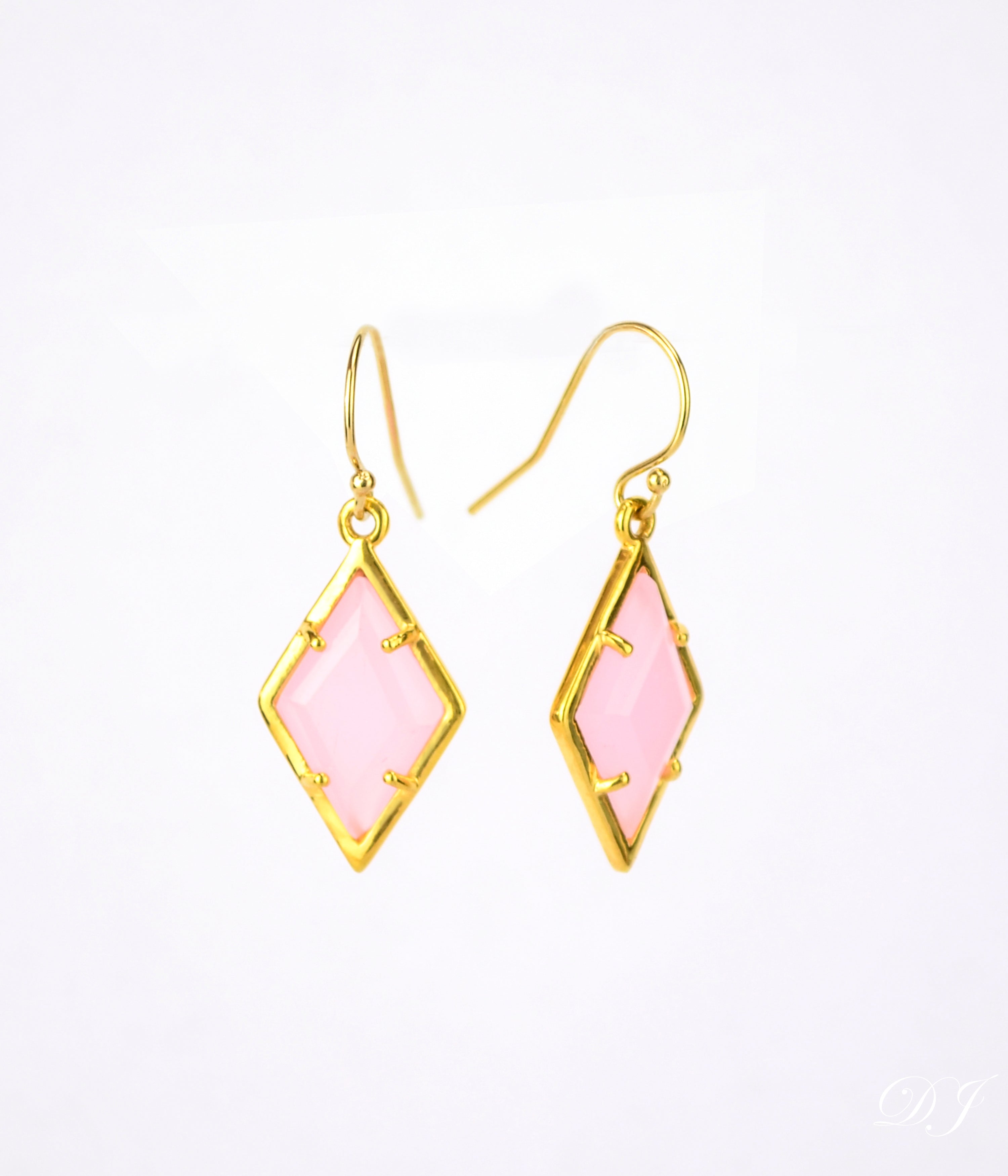 Pink Chalcedony Earrings : October Birthstone
