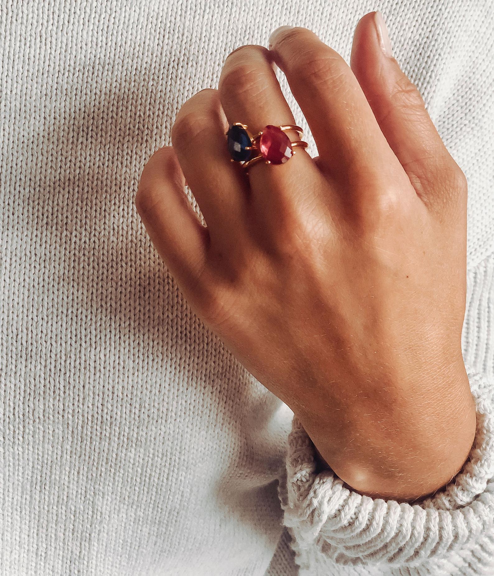 Copper Turquoise Teardrop Prong Set Ring • December Birthstone
