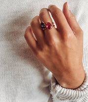 Copper Turquoise Teardrop Prong Set Ring • December Birthstone