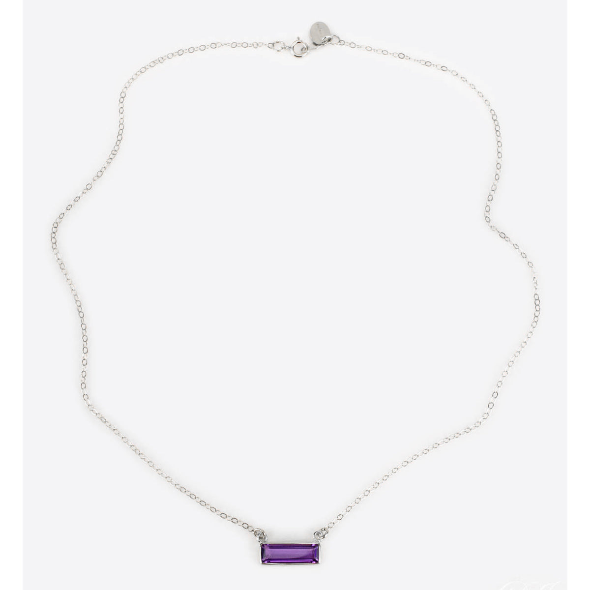 Sterling silver adira necklace with February Purple Amethyst Birthstone pendant.