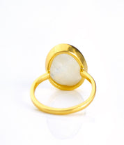 Rainbow Moonstone Teardrop Oval Ring