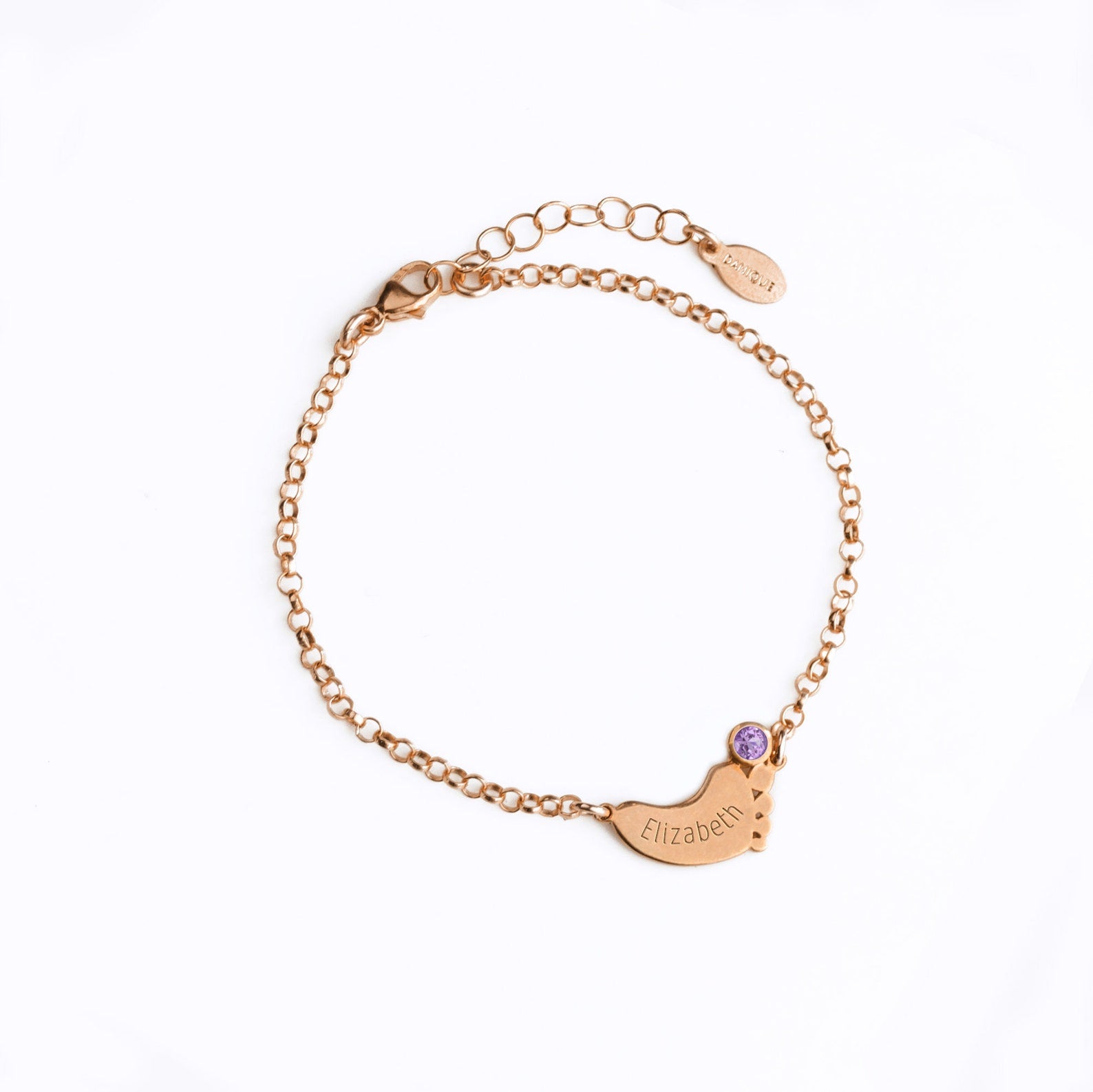 Footprint Charm Bracelet with Kid's Names and Birthstones