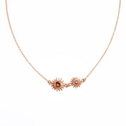 rosegoldsunburstnecklacegarnetquartzpurpleamethystquartzbirthstonesforjanuaryandfebruarysunpendantnecklace