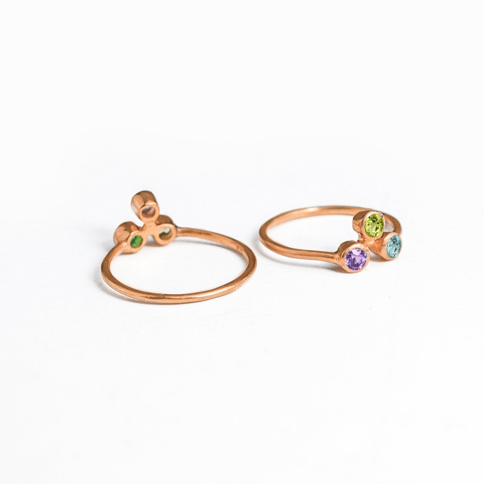 Tiny Cluster Ring, Triple Birthstone Mother's Ring, Mother of Three