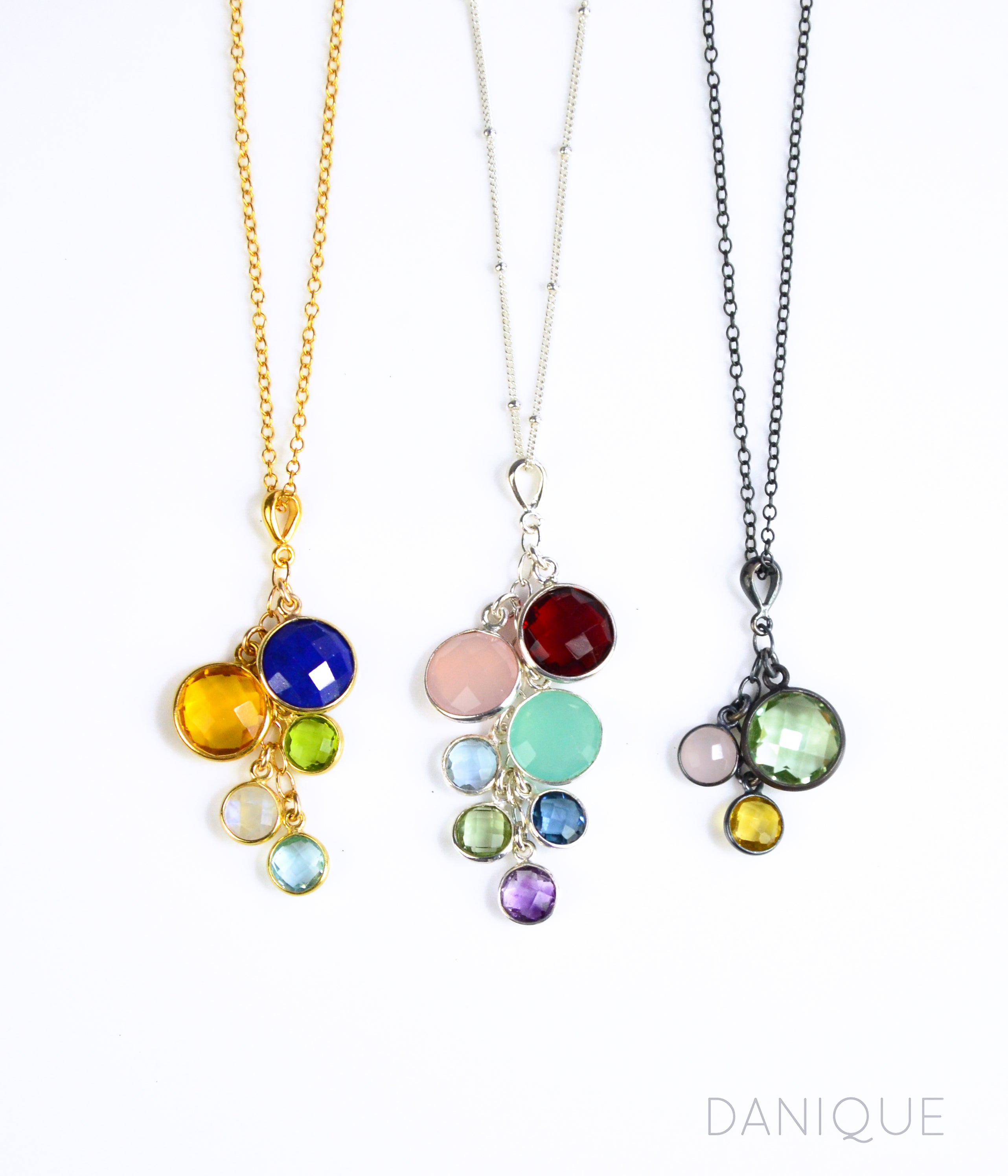 White & Yellow Gold Engraved Birthstone Necklace - Nicholas Wylde