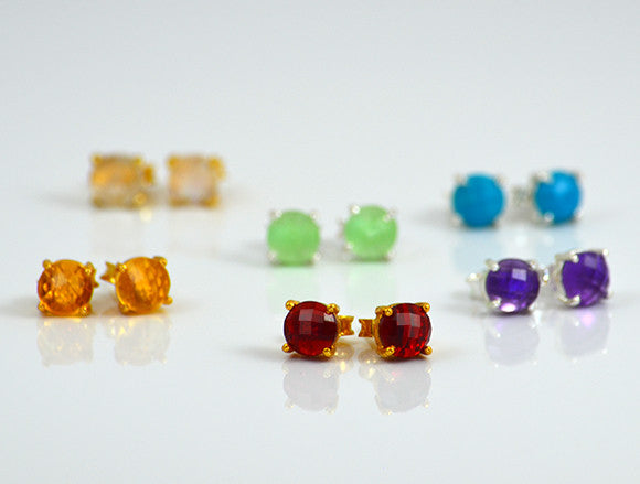 Custom Birthstone Stud Earrings